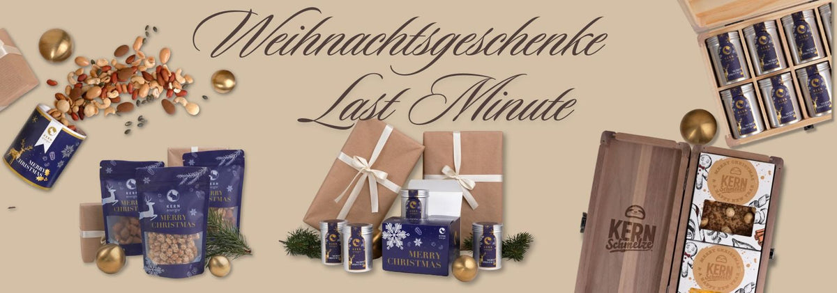 Last-Minute Weihnachtsgeschenke für Kunden und Mitarbeitende – hochwertiges Geschenkset mit frisch gerösteten Nüssen und Schokolade für Unternehmen