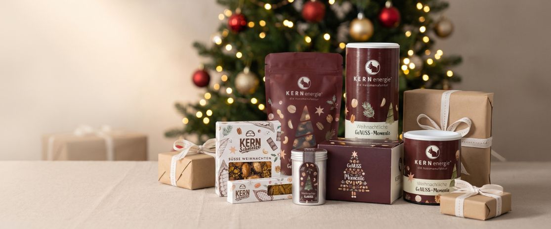 Weihnachtsgeschenke für Kunden und Mitarbeiter mit KERNenergie Geschenkboxen