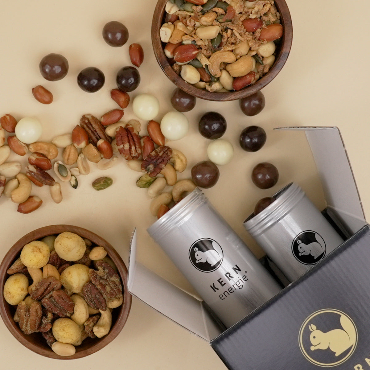 Geschenkset Bester Papa-4 Nuss-und Schoko-Mischungen,u.a. V.I.P. Curry Deluxe,Hazel Chocolate Fusion,Gewicht gesamt 360g