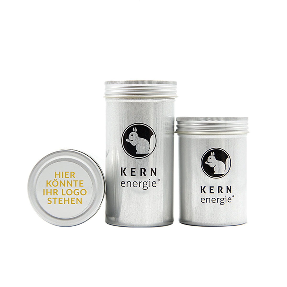 Kleine Werbegeschenke mit Logo: Nüsse in eleganter Aludose mit individuellem Logo-Sticker