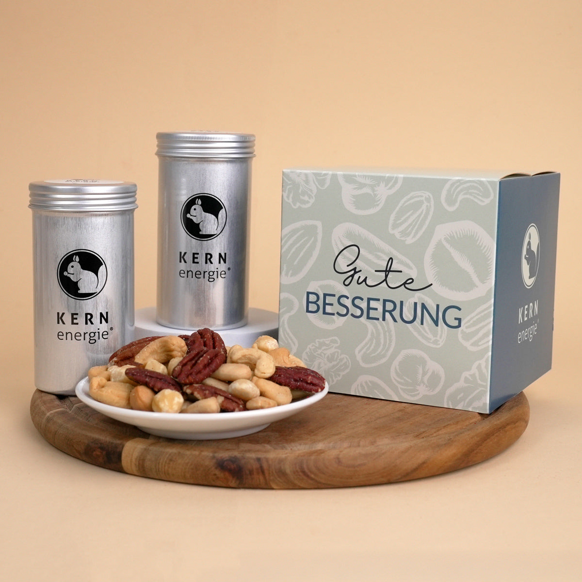 Gute Besserung Set, 4 edle Nussmischungen in schöner Geschenkverpackung, Ideal zu verschenken