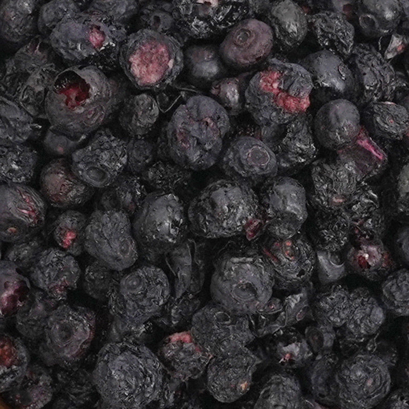 Nahaufnahme gefriergetrocknete Heidelbeeren