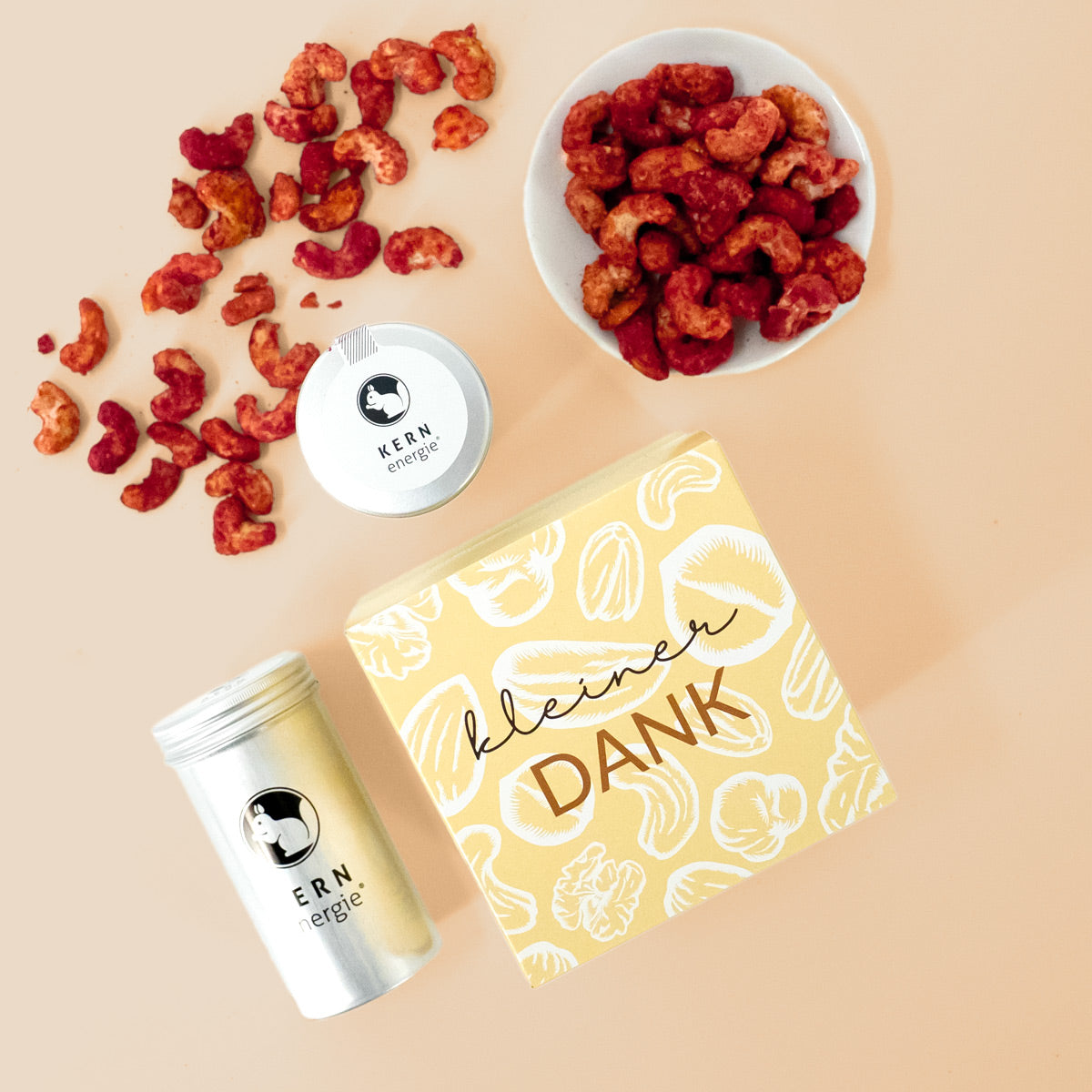 Geschenkset Kleiner Dank mit Aludosen und gebrannten Cashews