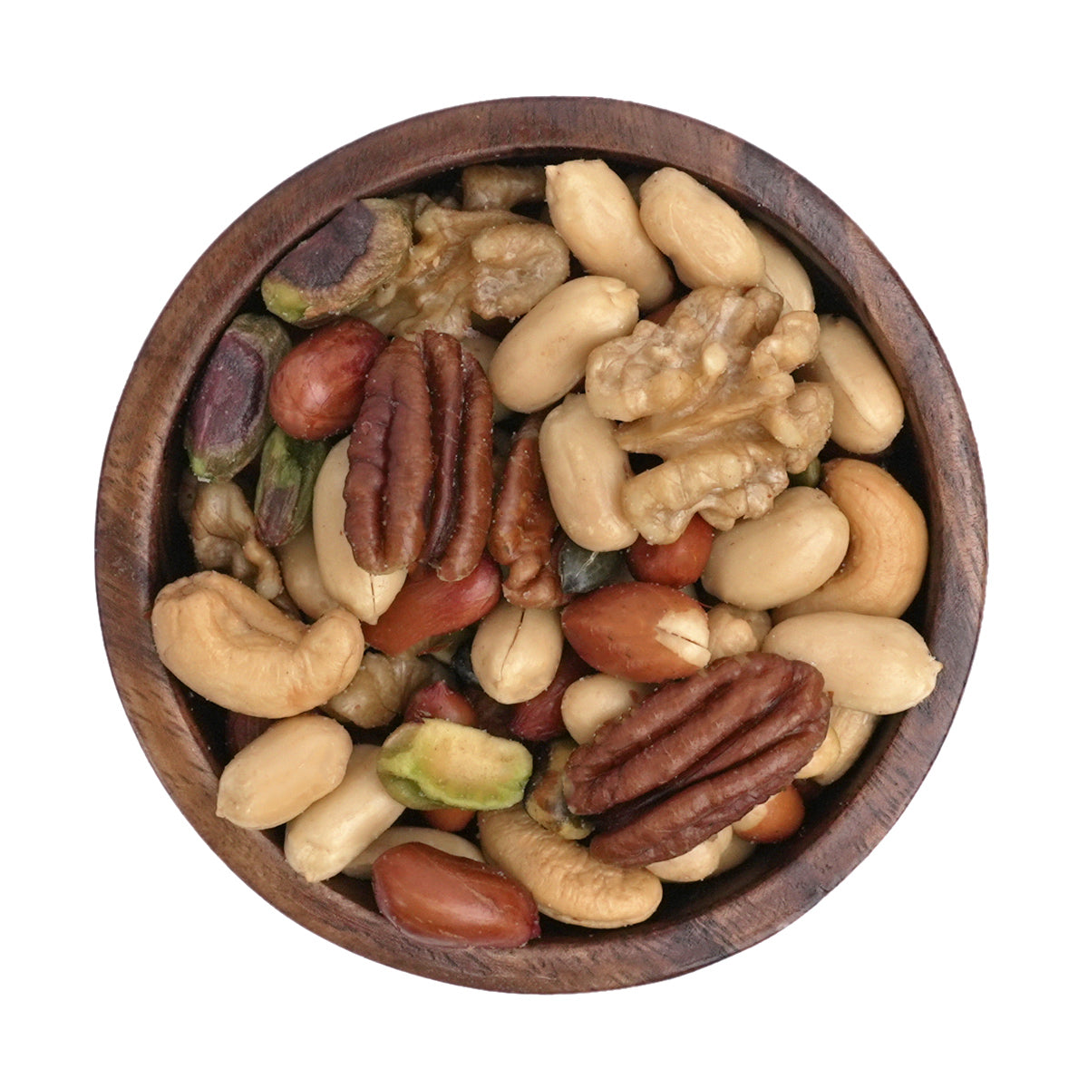 Nussmischung Bar-Mix aus frisch gerösteten Erdnüssen, Cashews, Pistazien, Pekannüssen, Walnüssen, Macadamias, Rauchmandeln und Kürbiskernen