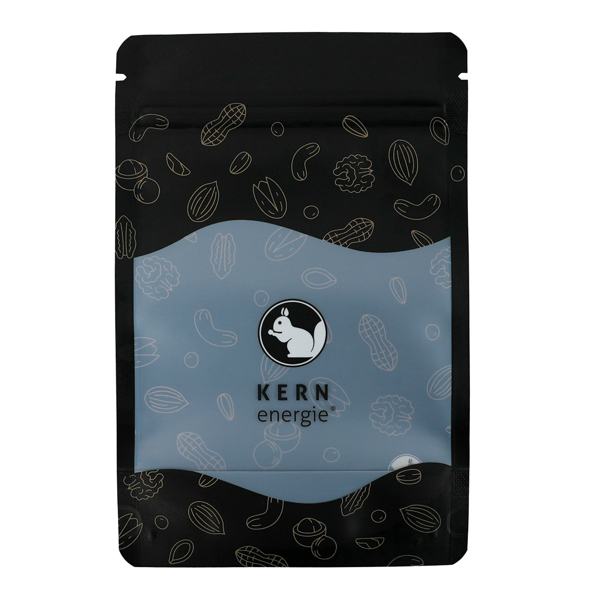 Leere Flowpack-Verpackung mit KERNenergie Logo