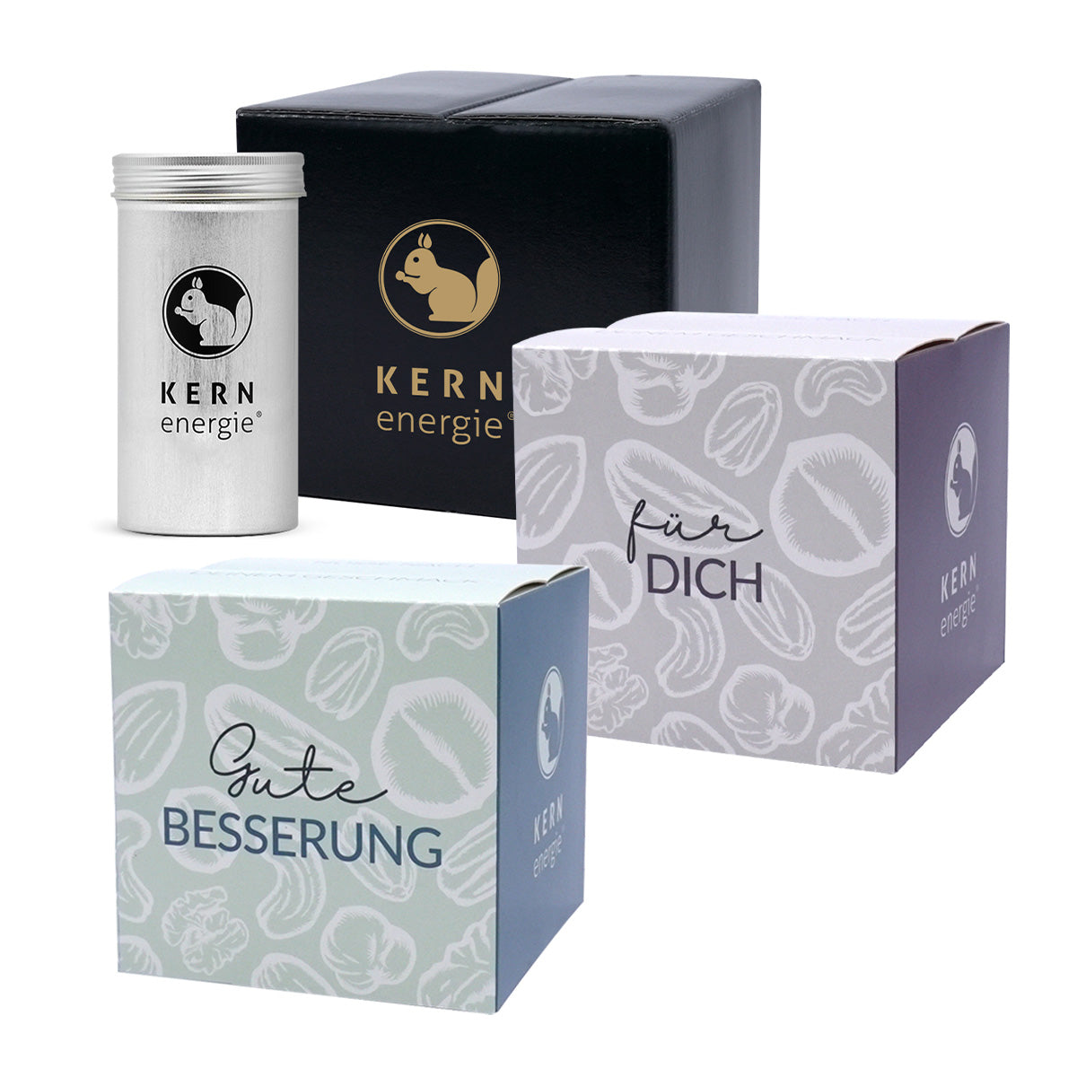 Geschenkkartons in schwarz und mit Für Dich und Gute Besserung