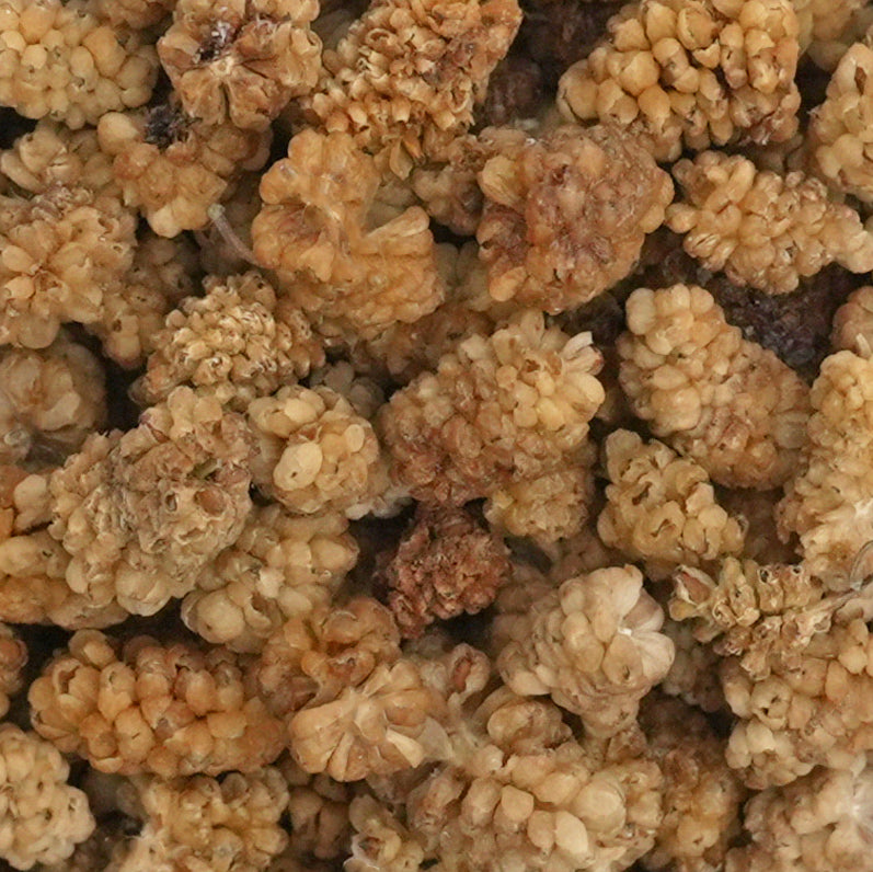 Weiße Maulbeeren – getrocknet, Kann als Zuckerersatz z.B. im Tee verwendet werden