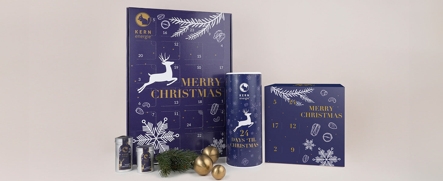 Personalisierter Adventskalender mit Nüssen als Firmen Weihnachtskalender – exklusives Werbegeschenk Weihnachten und hochwertiges Kundengeschenk mit Logo