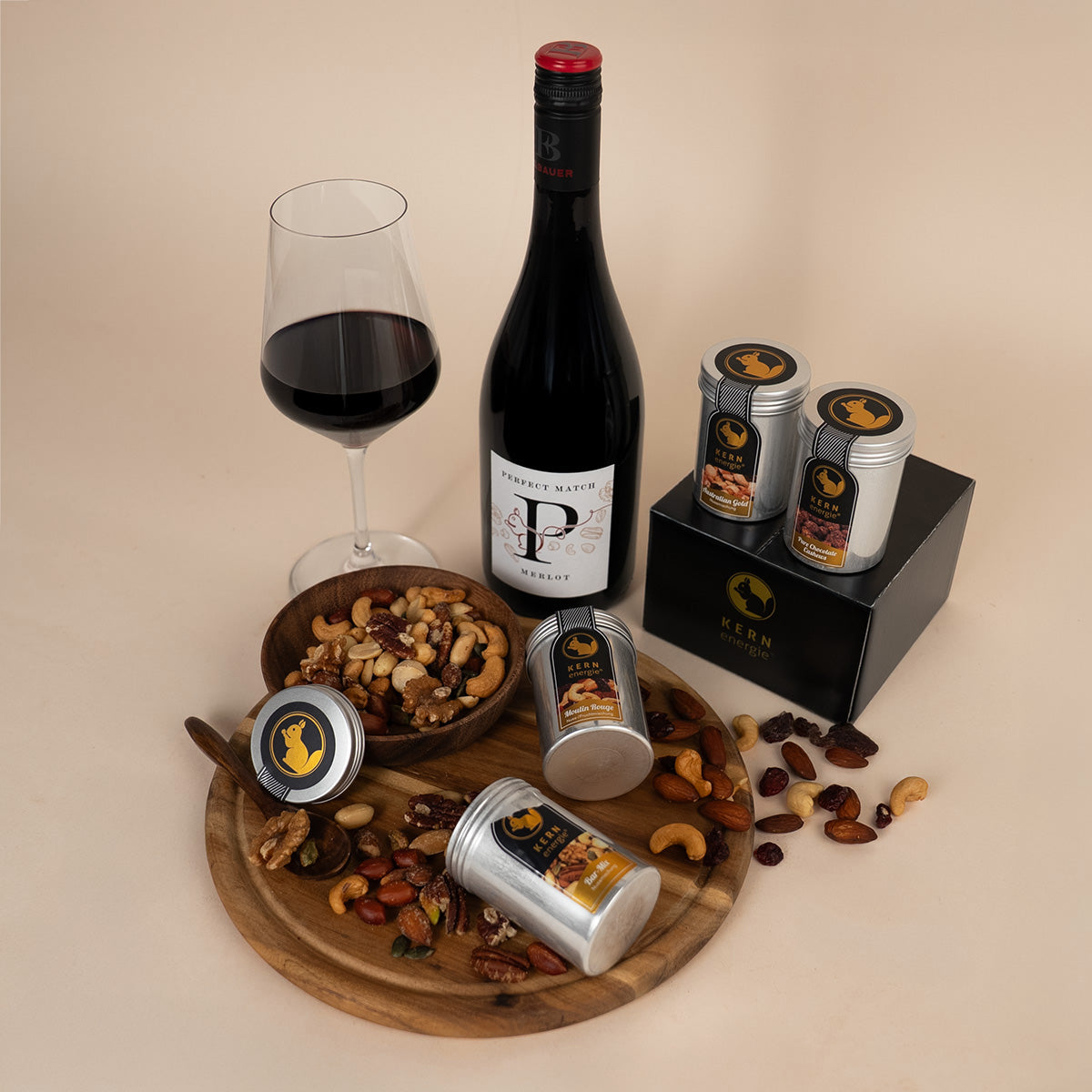 Perfect Match Wein & Nuss Set – Rotwein