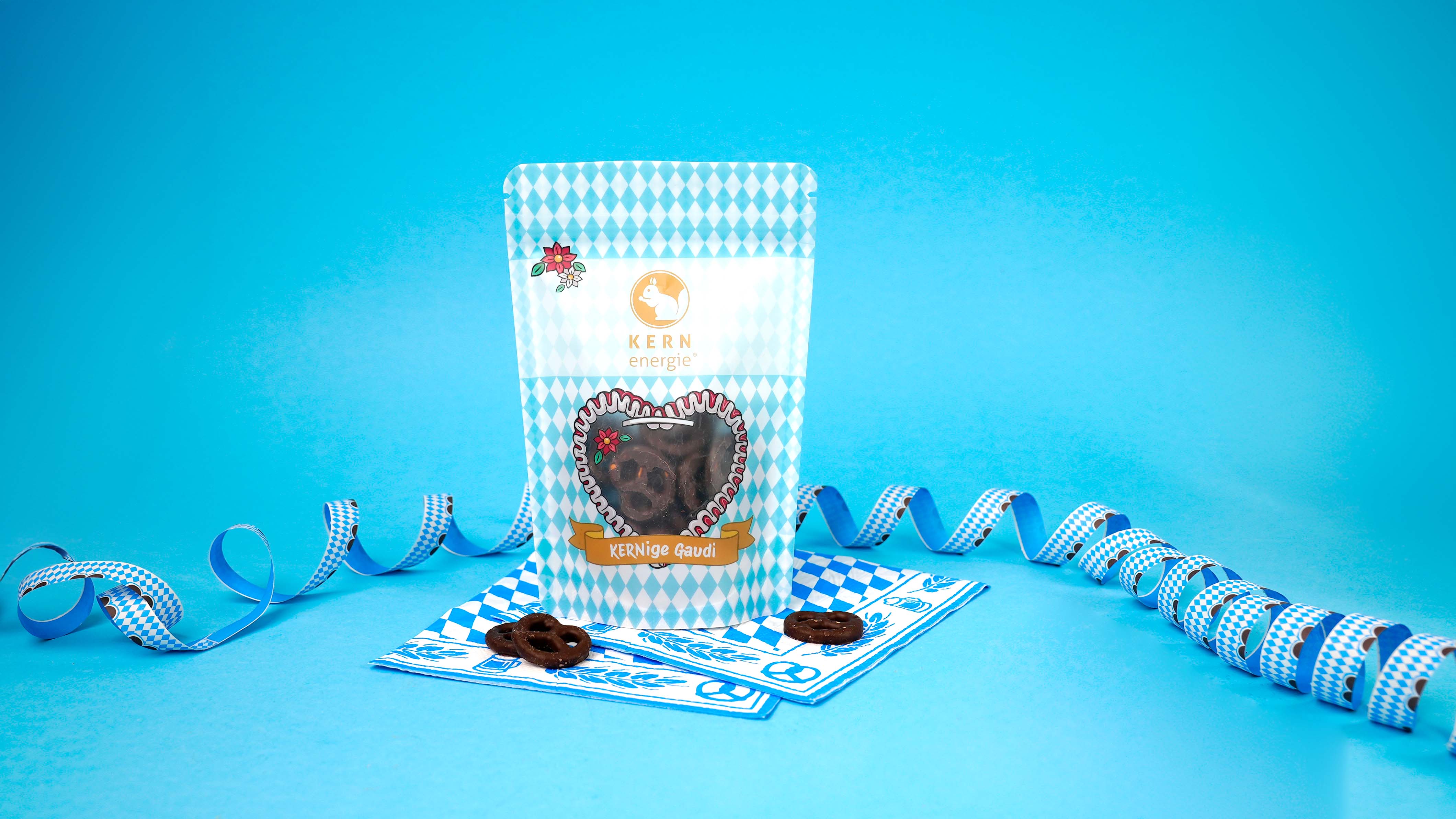 Schokolierte Brezeln im individuell gestalteten Oktoberfest-Beutel als Werbegeschenk, Kundengeschenk oder Give-away für Firmenveranstaltungen.