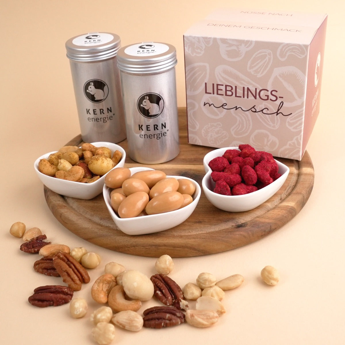Geschenkset Lieblingsmensch – 4 Nuss- und Schoko-Mischungen