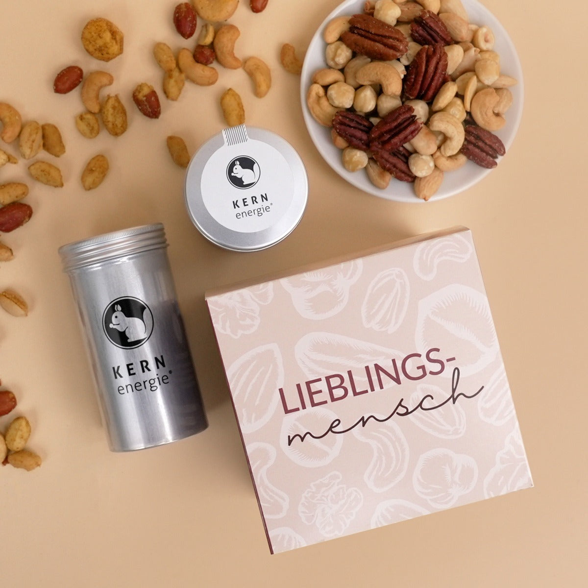 Geschenkset Lieblingsmensch – 4 Nuss- und Schoko-Mischungen