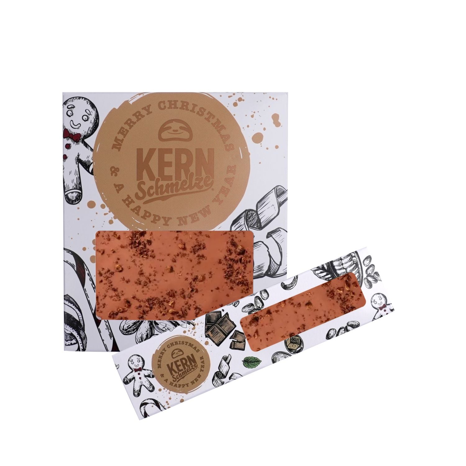 Schokoladentafel und Schokoriegel im weihnachtlichen Design als Nikolausgeschenk für Mitarbeiter – ideale Aufmerksamkeit für das Team zum Nikolaustag. Auch mit eigenem Logo personalisierbar.