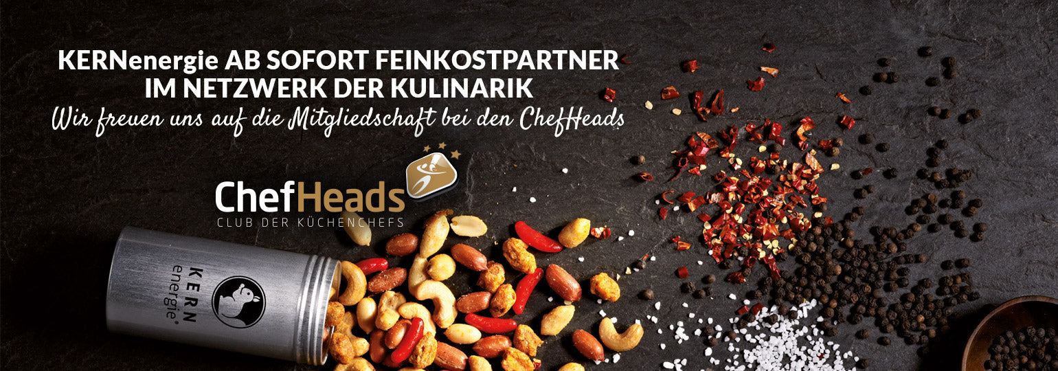 Netzwerk ChefHeads und KERNenergie mit hochwertiger Nussmischung und ausgewählten Gewürzen für die Kulinarik