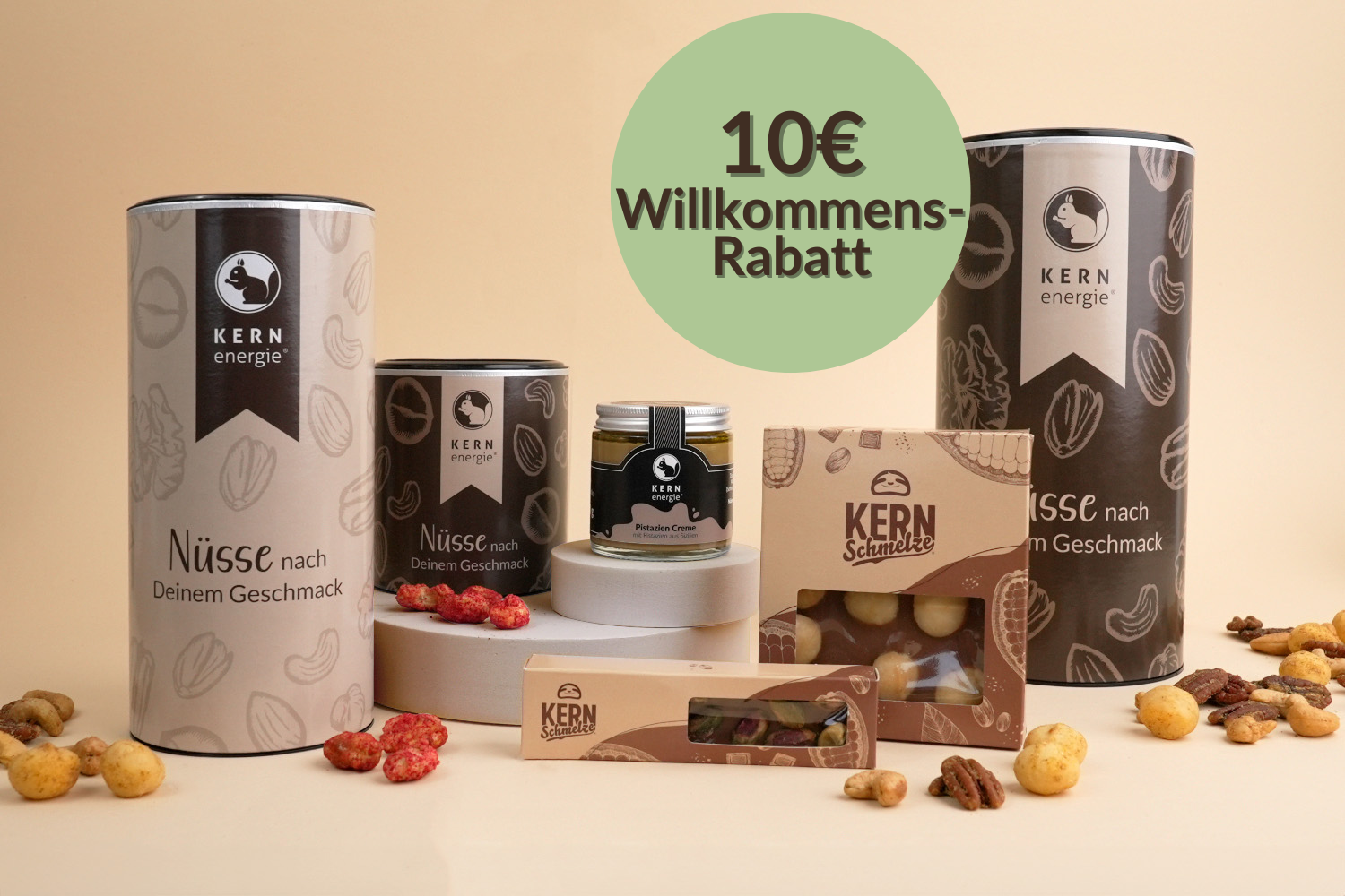 Nüsse, Schokolade & Nusscremes mit einem 10€ Willkommensrabatt button