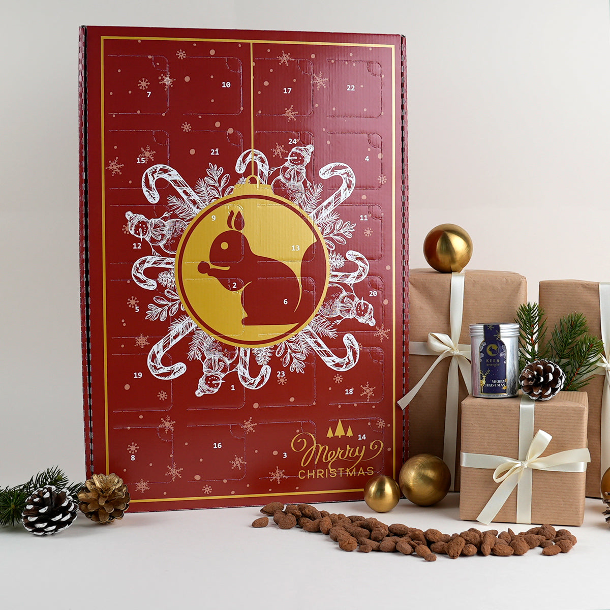 Roter Adventskalender 2025 schon dekoriert
