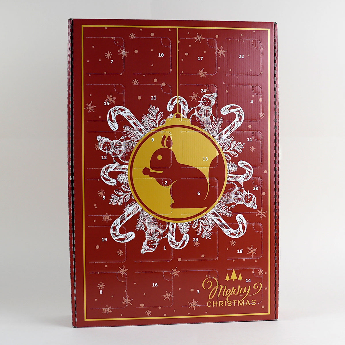 Verpackung des roten klassischen Adventskalenders