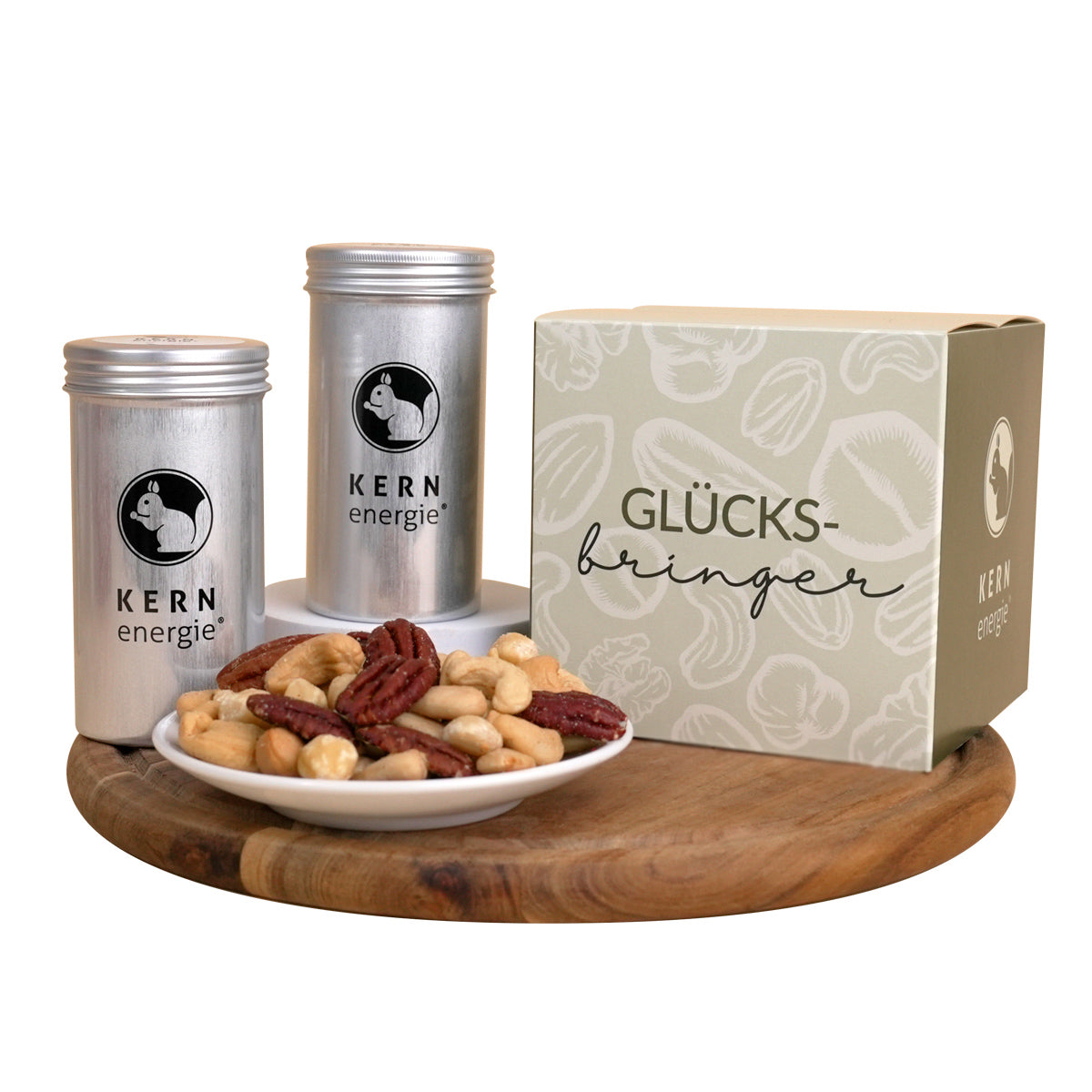 Geschenkset Glücksbringer – 4 Nuss- und Schoko-Mischungen