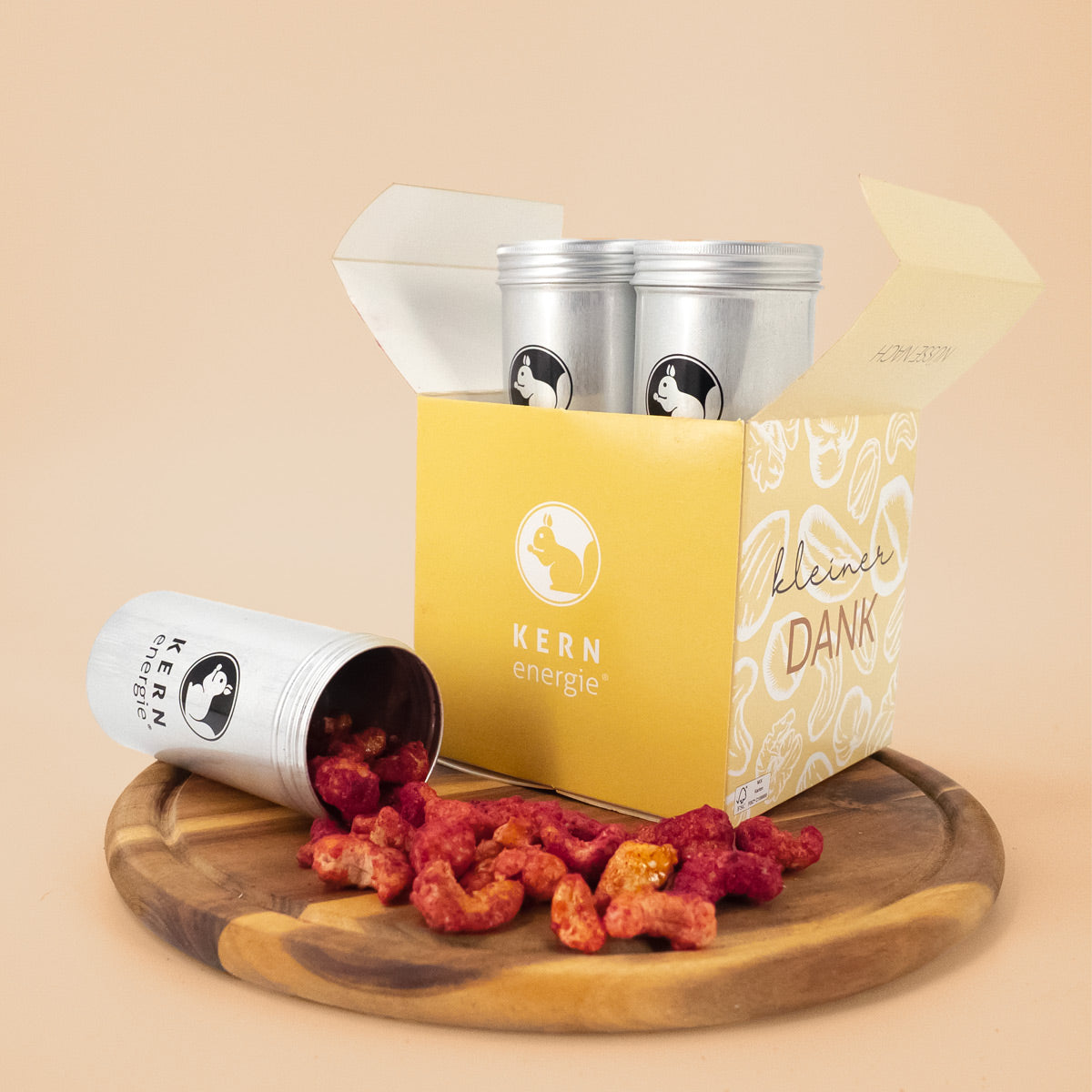 Geschenkset Kleiner Dank mit Aludosen und gebrannten Cashews