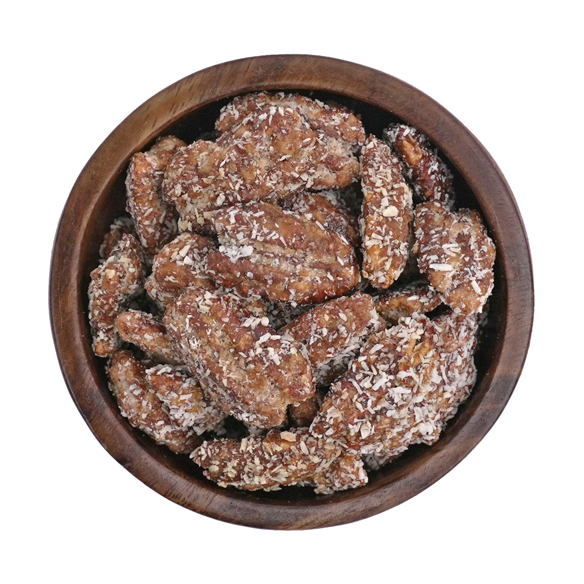 Kokos-Pekannüsse – gebrannte Pekannüsse mit Kokosraspeln - 200g / KE Design