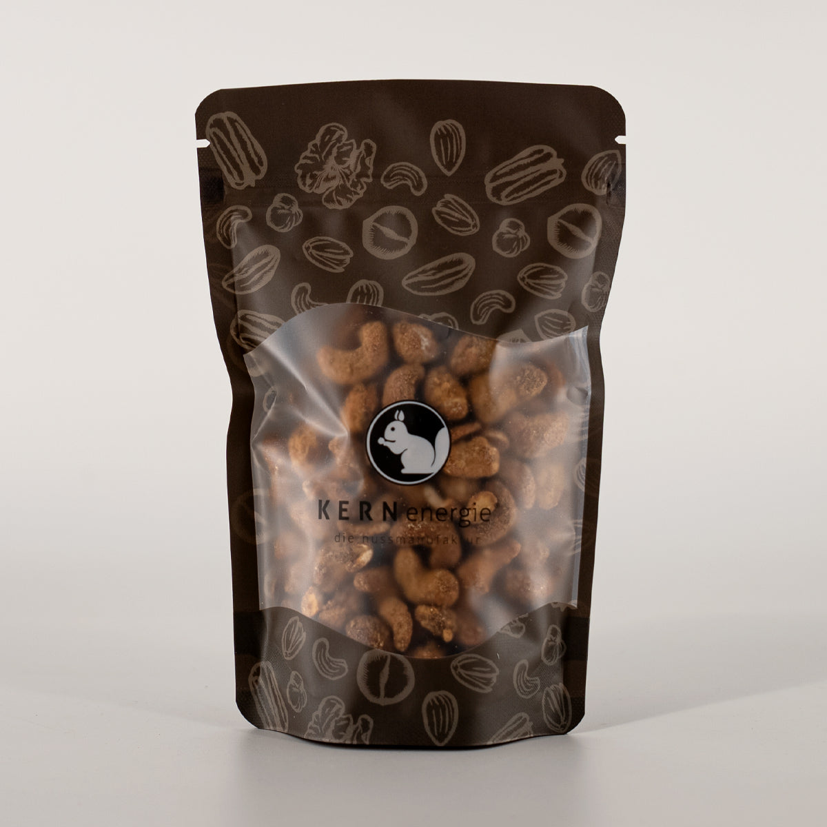 Gebrannte Cashewkerne in KERNenergie Snackbeutel