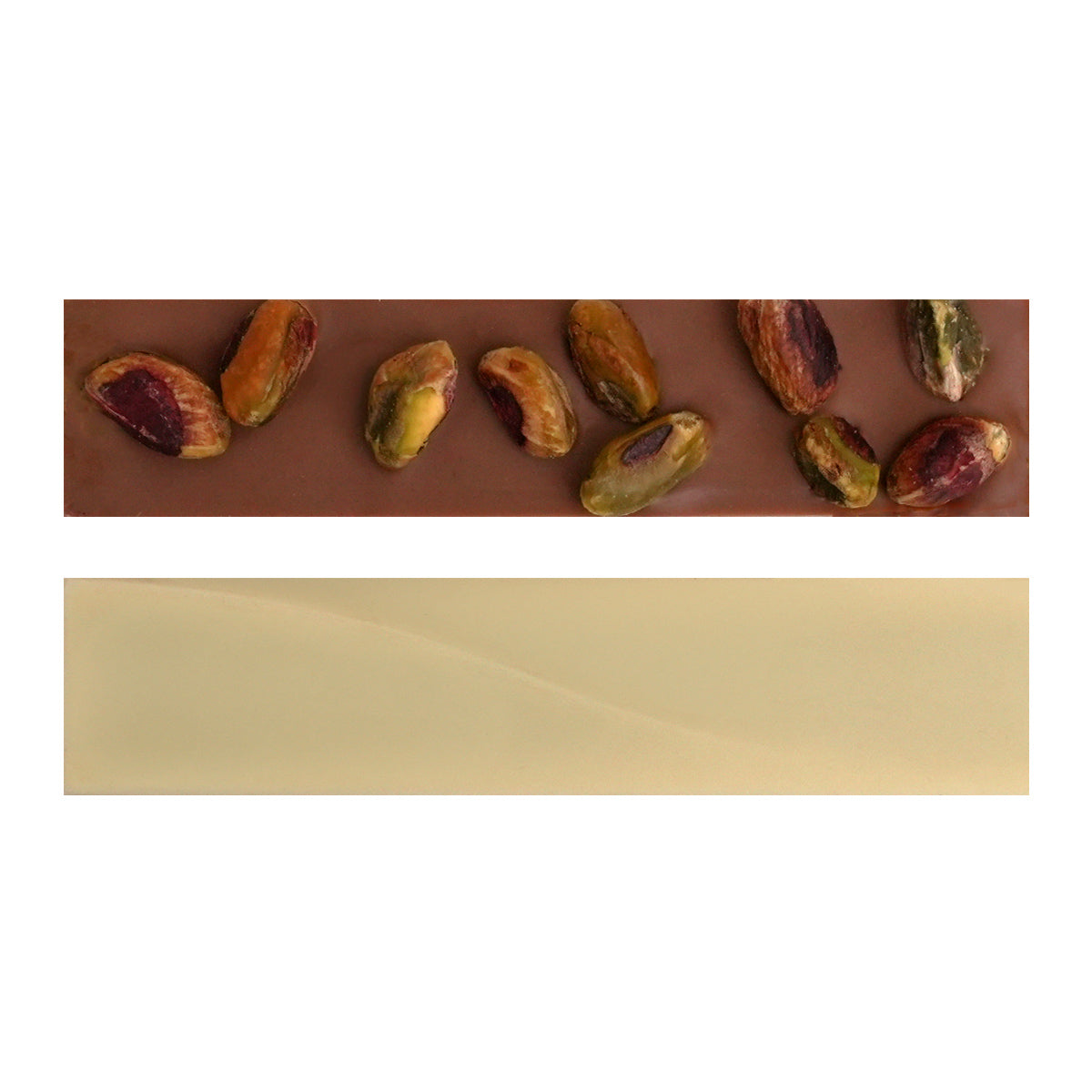 Schokoladenriegel mit Vollmilchschokolade und Pistazien