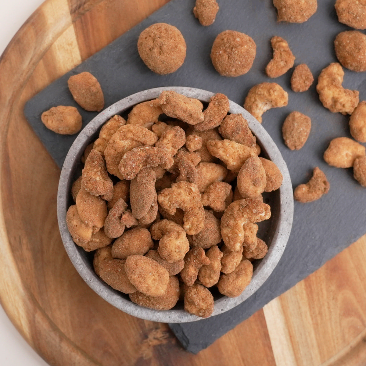 Gebrannte Nussmischung mit Cashew, Mandeln und Macadamias mit Spekulatius Würze