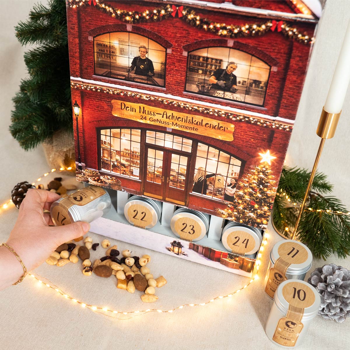 Mitarbeitergeschenk Adventskalender mit Nüssen - Weihnachtsdesign 2026