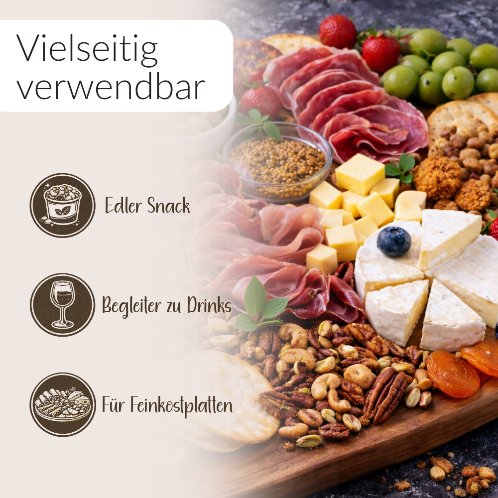 Grafik, die die vielseitige Verwendung von gewürzten Nüssen und Nussmischungen darstellt