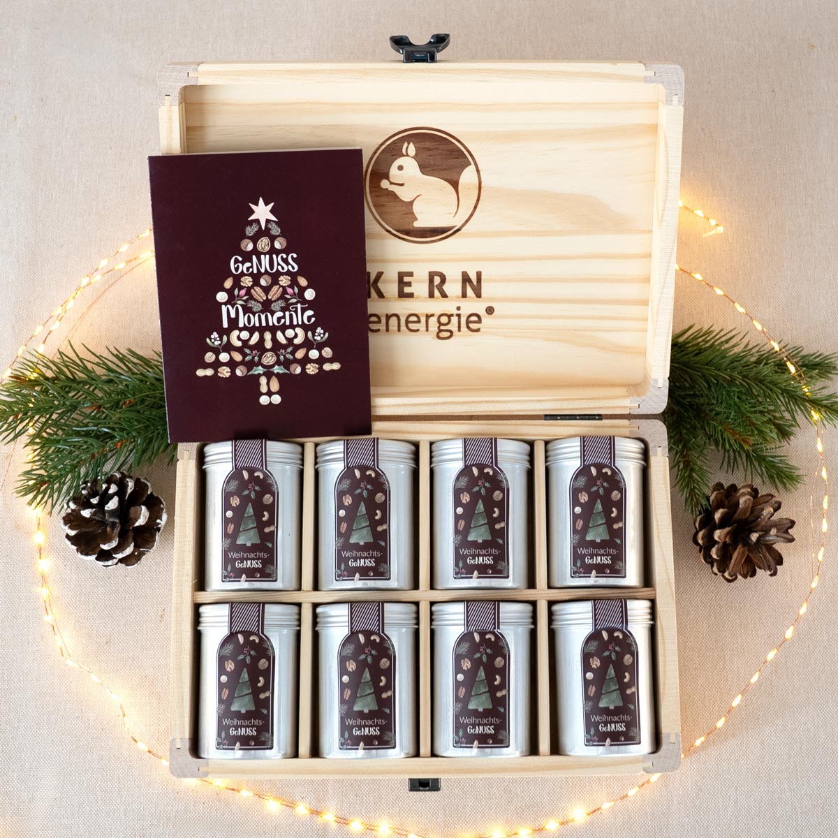 Weihnachtsgeschenke für Firmen in personalisierbaren Holzboxen