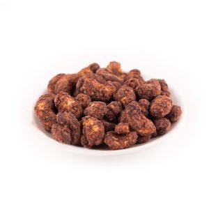 Pure Chocolate Cashews: gebrannte Cashews (60 g Aludose, KERNenergie Etikett)